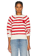 Moncler Long Sleeve Sweater in Red Stripe, view 1, click to view large image.
