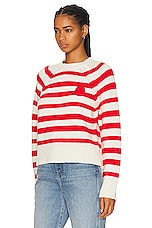 Moncler Long Sleeve Sweater in Red Stripe, view 3, click to view large image.