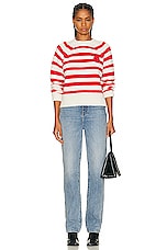 Moncler Long Sleeve Sweater in Red Stripe, view 5, click to view large image.