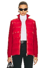 Moncler Zip Up Cardigan in Red, view 1, click to view large image.