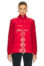 Moncler Zip Up Cardigan in Red, view 2, click to view large image.