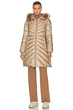 Moncler Chandre Long Coat in Beige, view 2, click to view large image.
