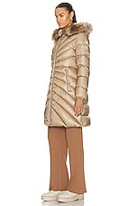 Moncler Chandre Long Coat in Beige, view 4, click to view large image.
