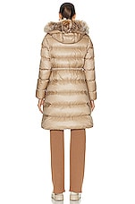 Moncler Chandre Long Coat in Beige, view 5, click to view large image.