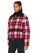 Moncler Zambeze Jacket in Pink Plaid, view 4, click to view large image.