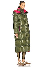 Moncler Parnaiba Long Coat in Green, view 4, click to view large image.