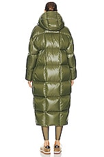 Moncler Parnaiba Long Coat in Green, view 6, click to view large image.
