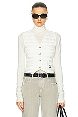 Moncler Button Vest in White, view 1, click to view large image.