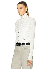 Moncler Button Vest in White, view 3, click to view large image.