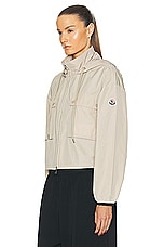 Moncler Leda Short Parka in Beige, view 4, click to view large image.