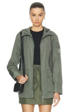 Moncler Leandro Short Parka in Russian Olive, view 1, click to view large image.