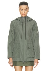 Moncler Leandro Short Parka in Russian Olive, view 2, click to view large image.