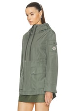 Moncler Leandro Short Parka in Russian Olive, view 4, click to view large image.