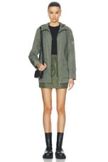 Moncler Leandro Short Parka in Russian Olive, view 6, click to view large image.