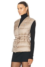 Moncler Nai Vest in Faded Beige, view 3, click to view large image.