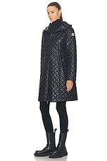 Moncler Bagnac Long Coat in Black, view 4, click to view large image.