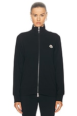 Moncler Zip Up Cardigan in Black, view 1, click to view large image.