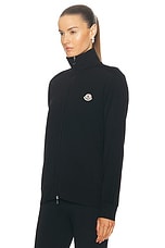 Moncler Zip Up Cardigan in Black, view 3, click to view large image.