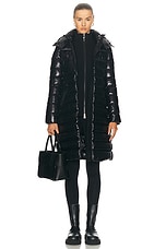 Moncler Moka Long Coat in Black, view 1, click to view large image.