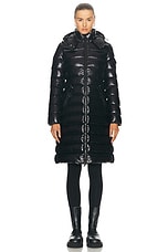 Moncler Moka Long Coat in Black, view 2, click to view large image.