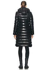 Moncler Moka Long Coat in Black, view 5, click to view large image.