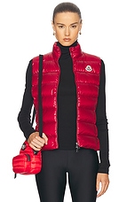 Moncler Ghany Vest in Burgundy, view 1, click to view large image.