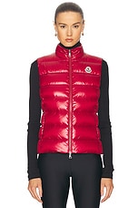 Moncler Ghany Vest in Burgundy, view 2, click to view large image.