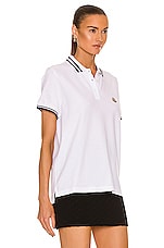 Moncler Short Sleeve Sporty Polo Top in White, view 2, click to view large image.