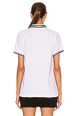 Moncler Short Sleeve Sporty Polo Top in White, view 3, click to view large image.