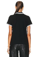 Moncler Striped Collar Short Sleeve Polo Top in Black, view 4, click to view large image.