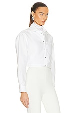 Moncler Cropped Shirt in White, view 3, click to view large image.