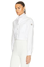 Moncler Cropped Shirt in White, view 4, click to view large image.