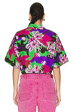 Moncler Floral Cropped Short Sleeve Shirt in Pink, view 3, click to view large image.