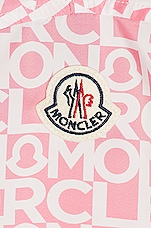 Moncler Cropped Logo Print Short Sleeve Shirt in Pink, view 6, click to view large image.
