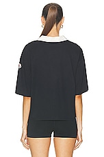 Moncler Short Sleeve Polo Top in Black, view 4, click to view large image.