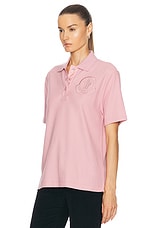 Moncler Short Sleeve Polo Top in Pink, view 3, click to view large image.
