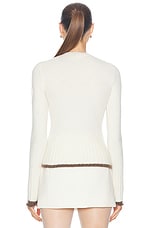 Moncler Long Sleeve Top in White, view 4, click to view large image.