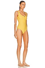 Moncler Half Zip Swimsuit in Yellow, view 2, click to view large image.