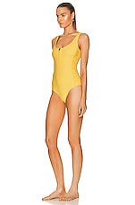 Moncler Half Zip Swimsuit in Yellow, view 3, click to view large image.