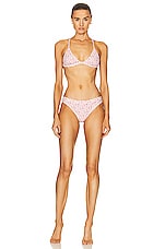 Moncler Bikini Logo Print Set in Pink, view 1, click to view large image.