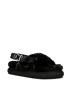 Moncler Solarisse Faux Fur Sandal in Black, view 2, click to view large image.