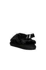 Moncler Solarisse Faux Fur Sandal in Black, view 3, click to view large image.