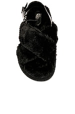 Moncler Solarisse Faux Fur Sandal in Black, view 4, click to view large image.