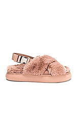 Moncler Solarisse Fur Sandal in Pink, view 1, click to view large image.