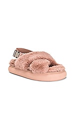 Moncler Solarisse Fur Sandal in Pink, view 2, click to view large image.