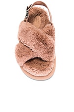 Moncler Solarisse Fur Sandal in Pink, view 4, click to view large image.
