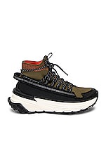 Moncler Knit Runner High Top Sneaker in Military Black, view 1, click to view large image.