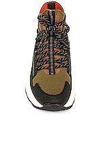 Moncler Knit Runner High Top Sneaker in Military Black, view 4, click to view large image.