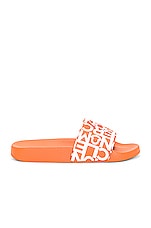 Moncler Jeanne Slides in Orange, view 1, click to view large image.