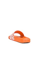 Moncler Jeanne Slides in Orange, view 3, click to view large image.